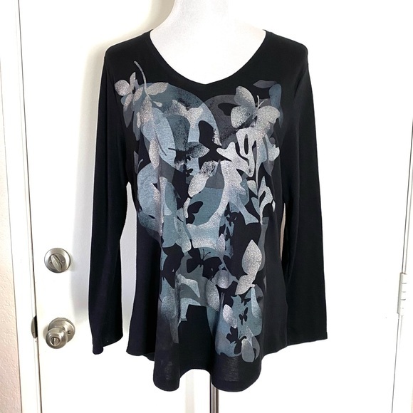 Just My Size Tops - 5/$35 Abstract Plus Size Black Top